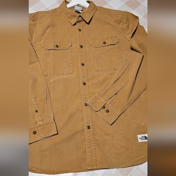 The North Face Men’s Size XL Tan Beige Battlement Long Sleeve Utility Shirt  V-G - Picture 5 of 11